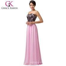 Grace Karin nouveau design élégant bretelles sweetheart roses longues robes de soirée dentelle CL6142